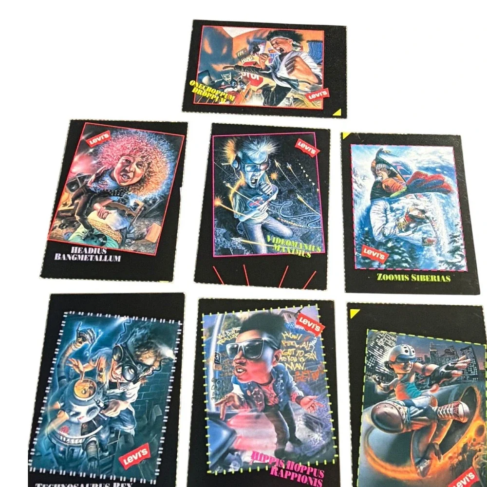 Vintage 1991 Levis Trading Cards Lot of‎ 7 Radical 90s Characters Promo Rare